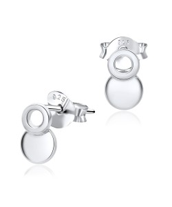 Double Circle Silver Stud Earring STS-3243